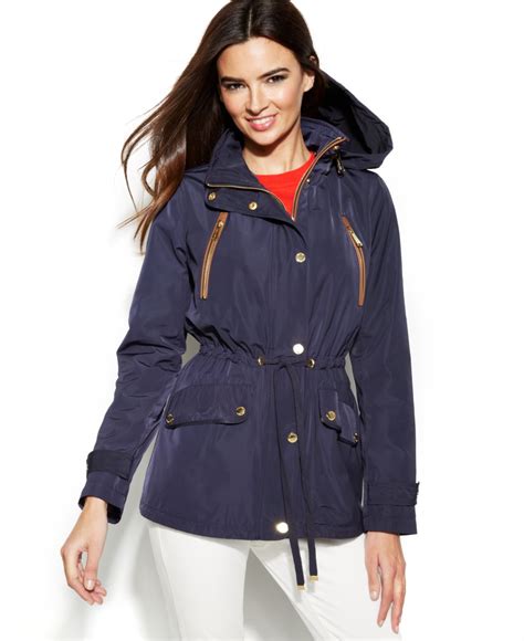 hooded leather jacket michael kors|Michael Kors anorak jacket women.